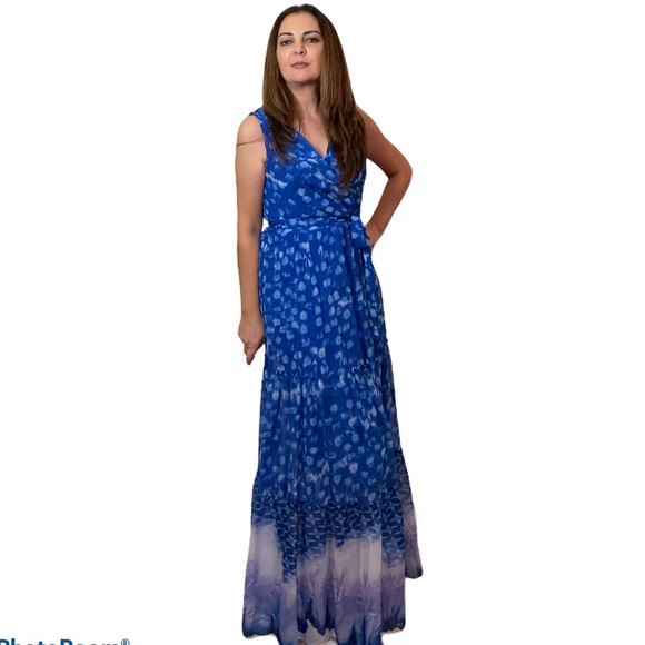 NWT DKNY Tie-Dye Chiffon Sleeveless Maxi Dress 12 - Picture 4 of 13